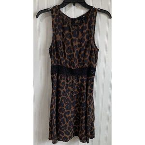 Aqua Dress Womens Medium Animal‎ Print Leopard Sleeveless Lace Waist Fit & Flare